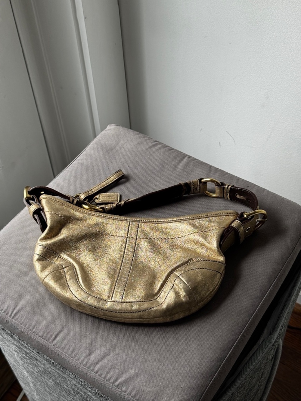 Coach Gold Leather Mini Pouch